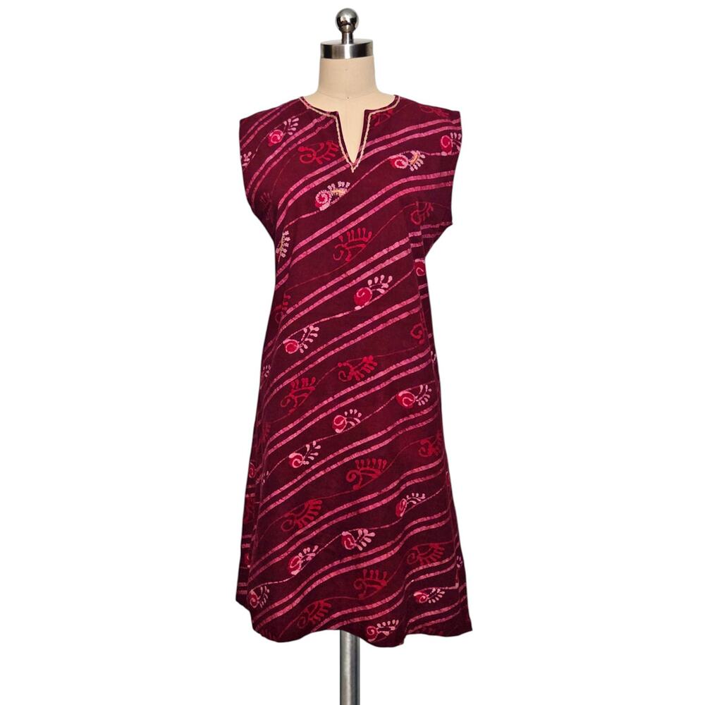 MARKET PLACE DIGNITY NOT CHARITY Red Print Boho Batik Dress M